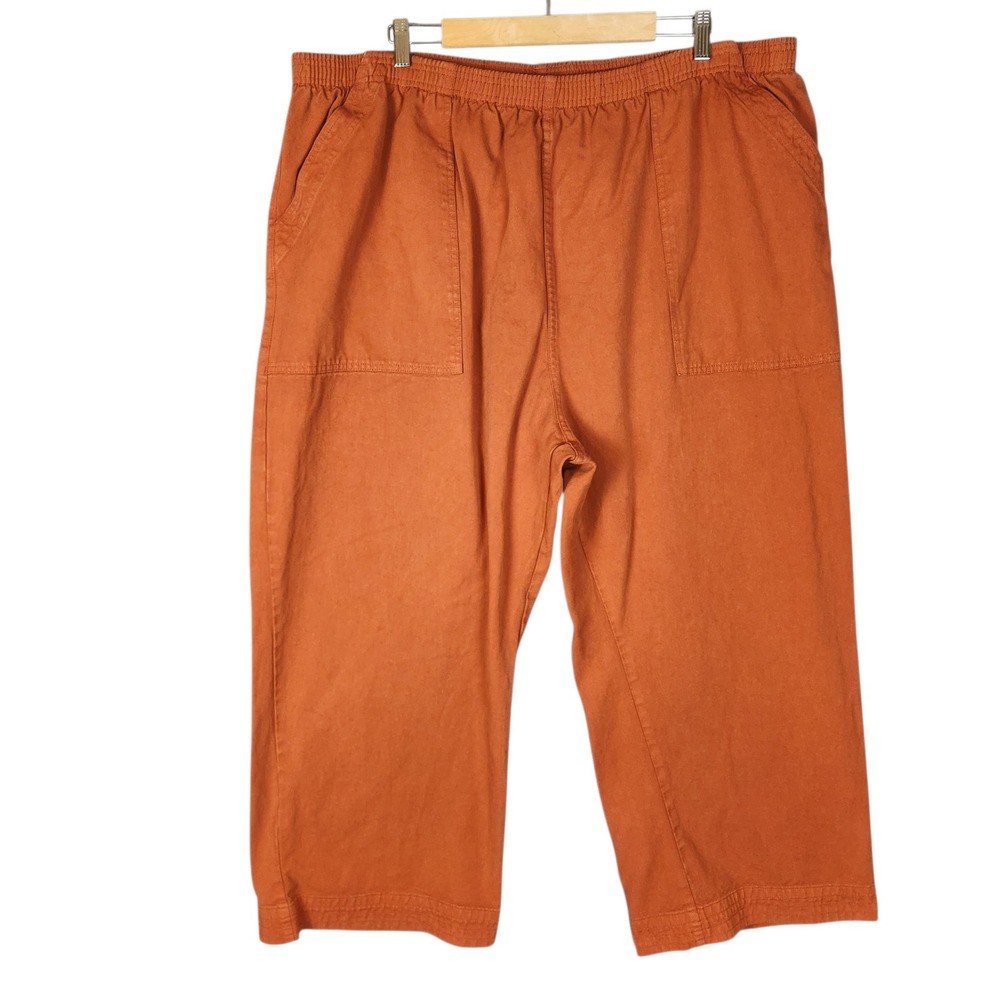 Big Bud Press Action Pants 3XL Orange Cotton Canvas High Waist Pull-on Stretch